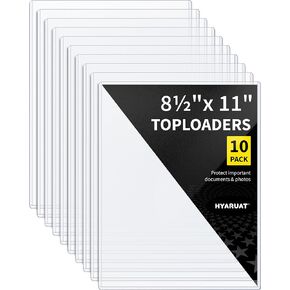 8.5 x 11 Rigid Clear Toploaders - Durable PVC Document Protectors, Plastic Sleeves for Photos, Prints, and Menu Covers, 10 Pack