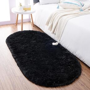 Noahas Grey Fluffy Rugs for Bedroom,2'X 5' Oval Ultra Soft Bedroom Rugs,Small Throw Rugs, Kids Room Carpet Modern Shaggy Area Rugs Home Decor