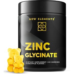 صمغ غليسينات الزنك للبالغين | مكملات الزنك 50 ملغ | يدعم صحة المناعة | التمثيل الغذائي | ملحق للعناية بالبشرة | نباتي | غير معدل وراثيًا | خالي من الغلوتين | نكهة الأناناس الطبيعية | بواسطة عناصر جديدة in Kuwait