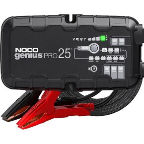 NOCO GENIUSPRO25، شاحن بطارية السيارة الذكية 25 أمبير، شاحن سيارات محمول 6 فولت، 12 فولت و24 فولت، صيانة البطارية، شاحن هزيلة ومزيل الكبريت لبطاريات AGM والليثيوم والبحرية والقوارب والدورة العميقة