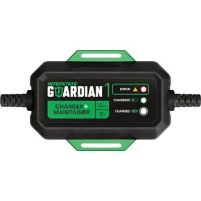 Interstate Batteries 12V Battery Charger and Maintainer (12V, 1.2A) Portable, Automatic, Trickle Charging for Automotive, AGM, Flooded, Gel, Lead-Acid, Powersports (CHGIB12)