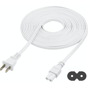 Extra Long 17-Foot TV Power Cord Compatible with Select Samsung, LG, Sony, Hisense, Xbox, PS5 Electronics and More - 2-Prong AC Wall Plug - 2-Slot Straight Plug (Black, 17-Foot)