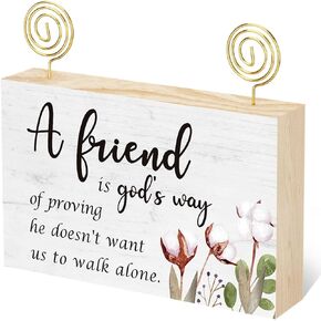 Rustic wooden sign plaque about friendship with photos holder or notes holder (sunflower)