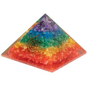 7 Chakra Orgone Pyramid for E-Energy Protection & Healing - meditation orgonite pyramids/crystal chakra | Energy Generator, Meditation, Healing, Crystal Pyramid