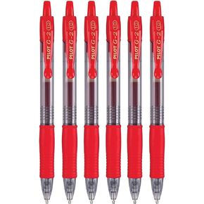PILOT G2 Premium Refillable & Retractable Rolling Ball Gel Pens, 1.0mm Bold Point, Red, 6-Pack