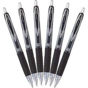 Uni-Ball Signo 207 Retractable Gel Ink Rollerball Pens, Bold Point 1.0mm, Pack of 6 (Black)