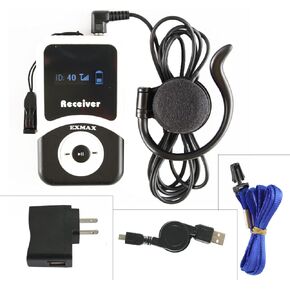 EXMAX EX-100R EX-100 Receiver for Wireless Tour Guide Monitoring Acoustic Audio Voice Transmission System Earphone For Church Translation Interpreting Teaching Conference Travel Museum (1 Receiver)