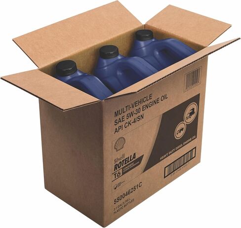 زيت محرك الديزل Shell Rotella 550046251-3PK T6 اصطناعي بالكامل متعدد المركبات 5W-30 (1 جالون، علبة 3) in Saudi Arabia