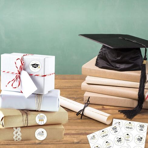 360PCS Graduation Round Stickers, Class of 2023 Graduation Gift Tags Grad Congrats Stickers, Black and Gold Graduation Envelope Seals Candy Stickers, Graduation for Kids in Saudi Arabia