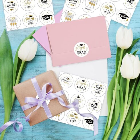 360PCS Graduation Round Stickers, Class of 2023 Graduation Gift Tags Grad Congrats Stickers, Black and Gold Graduation Envelope Seals Candy Stickers, Graduation for Kids in Saudi Arabia