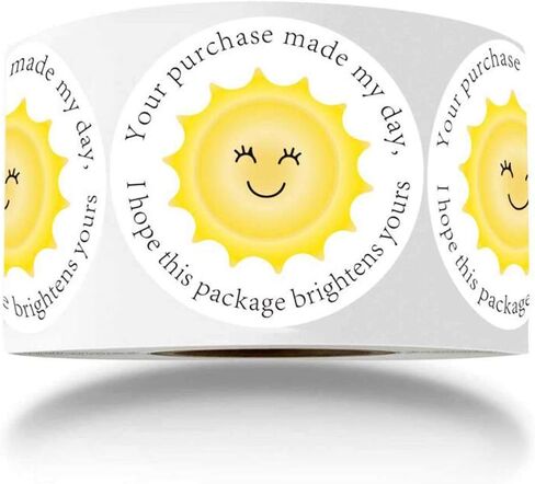 Thank You Business Stickers - Round Yellow Sunshine Face Gift Wrap Stickers for Shopping Bags/Packages/mailing Boxes, Shipping Stickers - 1.5 Inch 500 Total Labels in Saudi Arabia