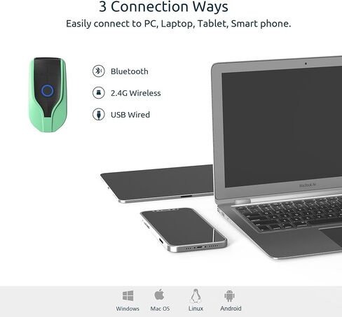 NADAMOO Wireless Mini Barcode Scanner 1D Bar Code Reader Compatible with Bluetooth,2.4G Wireless & USB Wired Connection,Portable Barcode Reader for Inventory Library Supermarket in Kuwait