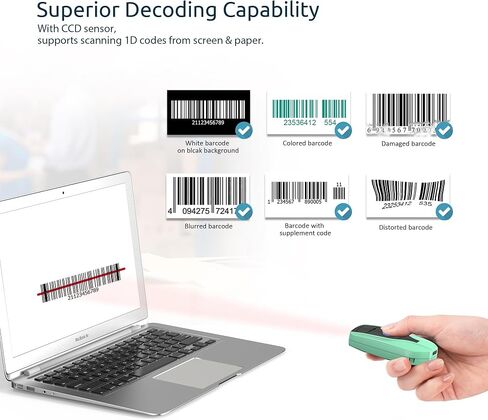 NADAMOO Wireless Mini Barcode Scanner 1D Bar Code Reader Compatible with Bluetooth,2.4G Wireless & USB Wired Connection,Portable Barcode Reader for Inventory Library Supermarket in Kuwait