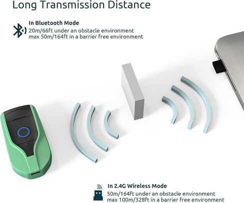 NADAMOO Wireless Mini Barcode Scanner 1D Bar Code Reader Compatible with Bluetooth,2.4G Wireless & USB Wired Connection,Portable Barcode Reader for Inventory Library Supermarket in Kuwait