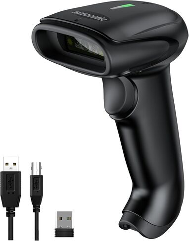 ماسح باركود لاسلكي Symcode 2D، بلوتوث 6.0 واتصال سلكي 2.4G وUSB سلكي، 1D QR قارئ رمز شريطي ماسح ضوئي تلقائي سريع ودقيق للهواتف الذكية والكمبيوتر اللوحي والكمبيوتر الشخصي in Kuwait