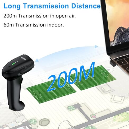 ماسح باركود لاسلكي Symcode 2D، بلوتوث 6.0 واتصال سلكي 2.4G وUSB سلكي، 1D QR قارئ رمز شريطي ماسح ضوئي تلقائي سريع ودقيق للهواتف الذكية والكمبيوتر اللوحي والكمبيوتر الشخصي in Kuwait