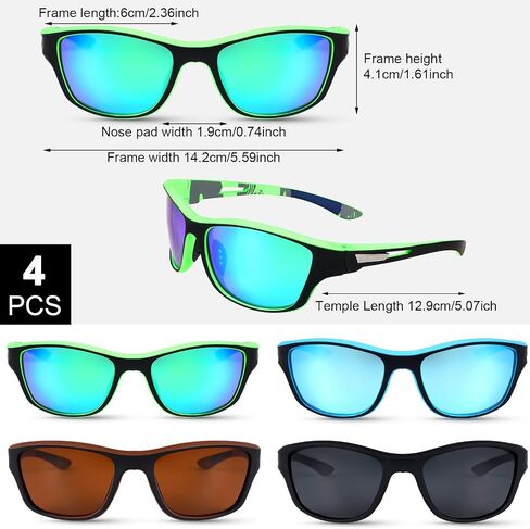 4 Pieces Polarized Sports Sunglasses for Men Driving Cycling Fishing Sun Glasses Men Sports with UV Protection in Saudi Arabia