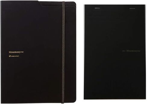 Maruman Mnemosyne Notepad & Holder with 5 Pockets A5 Black HN188FA and 1 Refillable Hardcover A5 Grid Notepad N188A - Value Set in Saudi Arabia