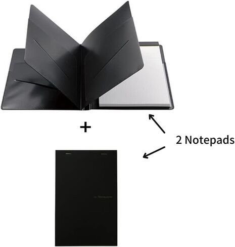 Maruman Mnemosyne Notepad & Holder with 5 Pockets A5 Black HN188FA and 1 Refillable Hardcover A5 Grid Notepad N188A - Value Set in Saudi Arabia