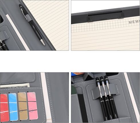 Wason Portfolio Padfolio A4 Leather PU Folder File Document Holder Case with Writing Pad Removable Clipboard Card Stationary Case Phone Tablet Stand for Organizer Office Travel School (Purple) in Saudi Arabia