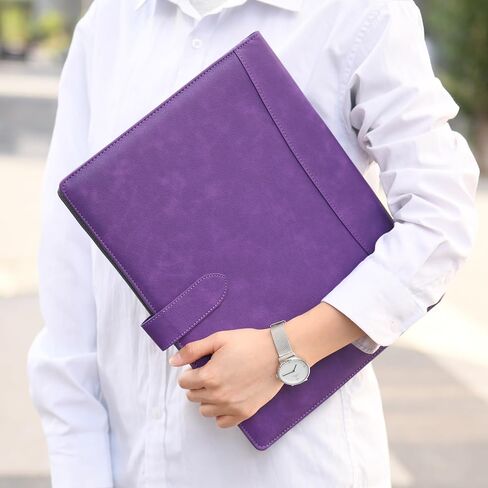 Wason Portfolio Padfolio A4 Leather PU Folder File Document Holder Case with Writing Pad Removable Clipboard Card Stationary Case Phone Tablet Stand for Organizer Office Travel School (Purple) in Saudi Arabia
