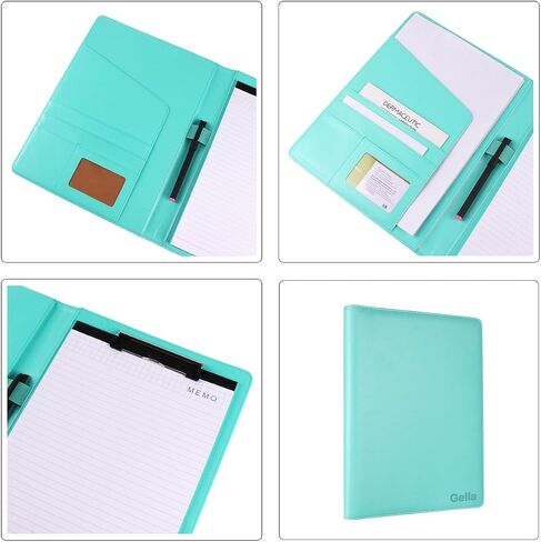 مجلد محفظة Padfolio باللون الذهبي الوردي مع قلم - محفظة استئناف من جلد البولي يوريثان من Geila كهدية عيد الميلاد - منظم للمقابلات/الوثائق القانونية وحامل بطاقات العمل لمؤتمر مكتب مدرسة الأعمال in Kuwait