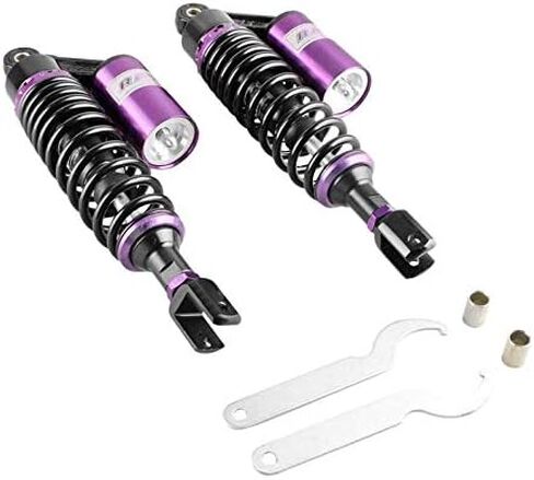 Mallofusa 13.7Inch 350mm Pair Rear Motorcycle Air Shock Absorbers Replacement Suspension Eye to Clevis Universal Compatible for Kawasaki Honda Yamaha Suzuki White in Saudi Arabia