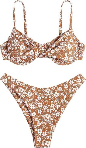 ZAFUL المرأة تويست الجبهة بيكيني مجموعات Underwire التعادل الخلفي بيكيني عالية مخصر قطعتين ملابس السباحة in Kuwait