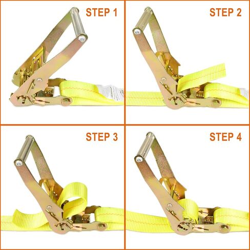 حزام ربط بسقاطة 2 بوصة × 27 قدمًا، أشرطة شديدة التحمل - WLL: 3,333 رطل - BS: 10,000 رطل - بضائع ثابتة (عبوتان) in Kuwait