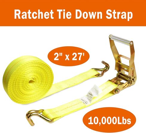 حزام ربط بسقاطة 2 بوصة × 27 قدمًا، أشرطة شديدة التحمل - WLL: 3,333 رطل - BS: 10,000 رطل - بضائع ثابتة (عبوتان) in Kuwait