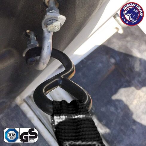 أشرطة ربط السقاطة بطول 20 قدمًا، 4 عبوات من Bison Gear® مقاومة للأشعة فوق البنفسجية بوزن 2200 رطل، أشرطة شحن شديدة التحمل مع مقابض مطاطية مريحة وخطافات عميقة S - معتمدة بمعايير السلامة (أسود) in Kuwait