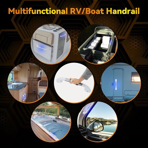 مقبض الباب RV مقبض الإمساك، LED 18 بوصة RV مقبض الباب IP68 مقاوم للماء RV أو مقبض القارب مقبض المساعدة للمعسكرات والقوارب ومقطورات البضائع ومنزل المحرك واليخوت والسيارات in Saudi Arabia