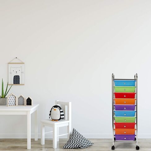 عربة تخزين لتنظيم الأدوات المساعدة من إشبيلية كلاسيكس للمكتب المنزلي والمدرسة والفصول الدراسية ودفتر القصاصات والهوايات والحرف اليدوية و15 درجًا باللون الأسود in Kuwait