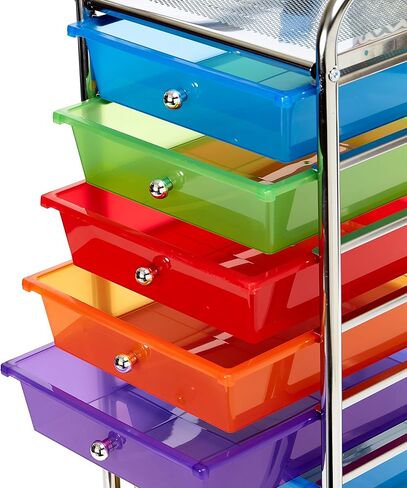 عربة تخزين لتنظيم الأدوات المساعدة من إشبيلية كلاسيكس للمكتب المنزلي والمدرسة والفصول الدراسية ودفتر القصاصات والهوايات والحرف اليدوية و15 درجًا باللون الأسود in Kuwait