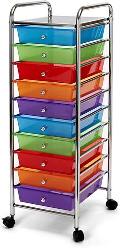 عربة تخزين لتنظيم الأدوات المساعدة من إشبيلية كلاسيكس للمكتب المنزلي والمدرسة والفصول الدراسية ودفتر القصاصات والهوايات والحرف اليدوية و15 درجًا باللون الأسود in Kuwait