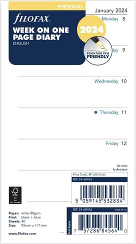 Filofax Personal week per page English 2024 diary in Saudi Arabia