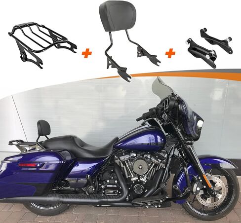 Fit 2021 Street Glide Luggage Rack Harley Luggage Rack Black Air Wing King قابل للفصل اثنين من الرف لدراجة نارية 2020 Road Glide رف أمتعة خلفي أسود بجولة رف هارلي المرفق in Saudi Arabia