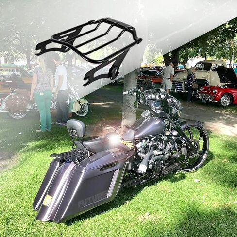 Fit 2021 Street Glide Luggage Rack Harley Luggage Rack Black Air Wing King قابل للفصل اثنين من الرف لدراجة نارية 2020 Road Glide رف أمتعة خلفي أسود بجولة رف هارلي المرفق in Kuwait