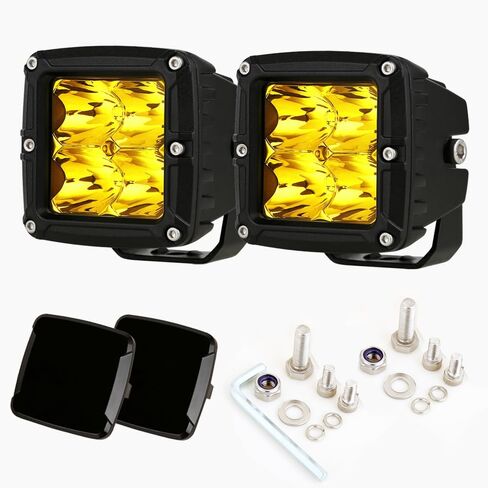 BIGLIONX 3 بوصة زوج 80W 8000LM العنبر / الأصفر LED مكعب أضواء الضباب القيادة القيادة على الطرق الوعرة ضوء القرون العمل أضواء مساعدة الوفير القرون ضوء مقاوم للماء IP68 12V 24V صالح للشاحنات بيك اب SUV ATV UTV in Kuwait
