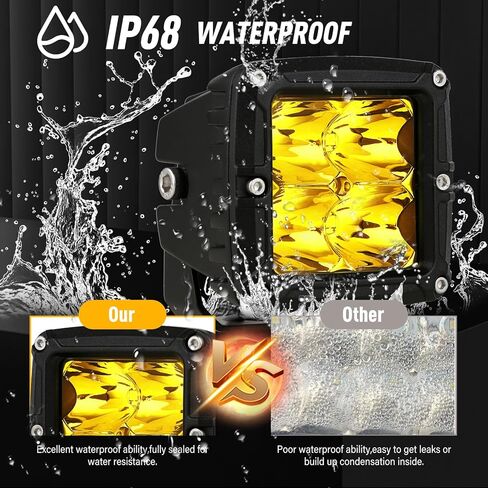 BIGLIONX 3 بوصة زوج 80W 8000LM العنبر / الأصفر LED مكعب أضواء الضباب القيادة القيادة على الطرق الوعرة ضوء القرون العمل أضواء مساعدة الوفير القرون ضوء مقاوم للماء IP68 12V 24V صالح للشاحنات بيك اب SUV ATV UTV in Kuwait