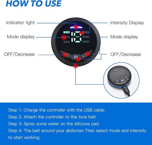 ABS Stimulator, Ab Machine, Muscle Stimulator, Abdominal Toning Belt Workout Portable Ab Stimulator, Home Office Fitness Workout Equipment for Abdomen Black in Saudi Arabia