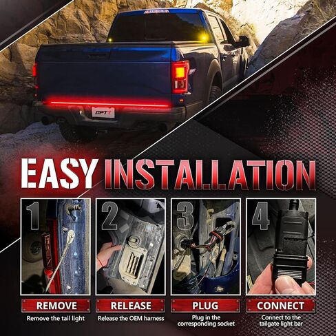 حزام OPT7 سهل التوصيل لـ 2015-2020 F150 مع نقطة عمياء (جميع موديلات F-150 مع كاميرا احتياطية/مستشعر مساعدة السحب)، متوافق مع شريط إضاءة الباب الخلفي LED Redline in Saudi Arabia