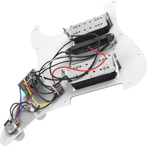3Ply HSH 11 فتحة Pickguard محملة مسبقًا بسلك مع ألنيكو 5 هامبوكر (2) ملف واحد (1) التقاطات متوافقة مع جيتار Strat Fender Squier (أبيض) in Saudi Arabia