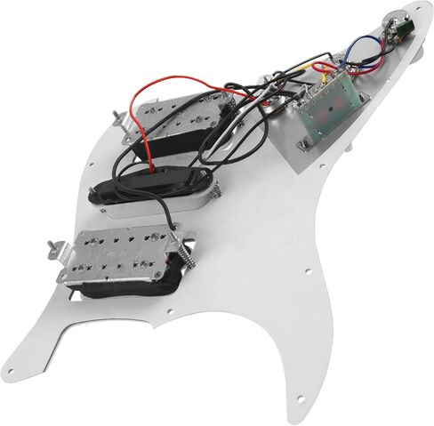 3Ply HSH 11 فتحة Pickguard محملة مسبقًا بسلك مع ألنيكو 5 هامبوكر (2) ملف واحد (1) التقاطات متوافقة مع جيتار Strat Fender Squier (أبيض) in Saudi Arabia