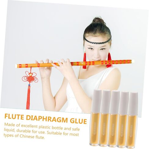 Toyvian 5pcs Liquid Dimo ​​glue Chinese Flute Dizi Flute Membrane Traditional Instrument Parts Glue Liquid Adhesive Flute Diaphragm Traditional Flute Parts Plastic Fragrance Chewing Gum in Saudi Arabia