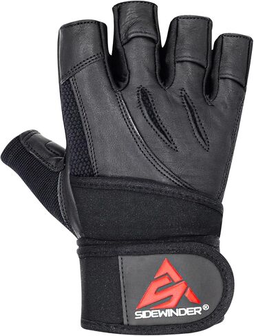 Workout Weight Lifting Gloves with Wide Wrist Wrap Support for Men and Women Wrist Support Padded Extra Grip Palm Protection Fingerless Leather Exercise Gloves for Cycling, Gym,Training in Kuwait