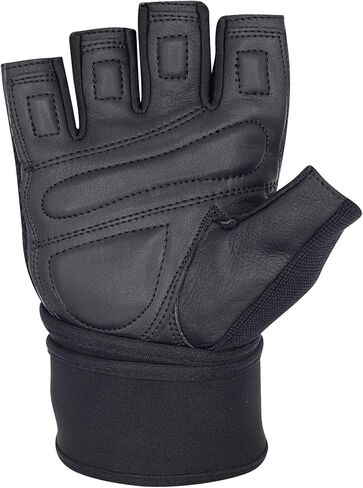 Workout Weight Lifting Gloves with Wide Wrist Wrap Support for Men and Women Wrist Support Padded Extra Grip Palm Protection Fingerless Leather Exercise Gloves for Cycling, Gym,Training in Kuwait