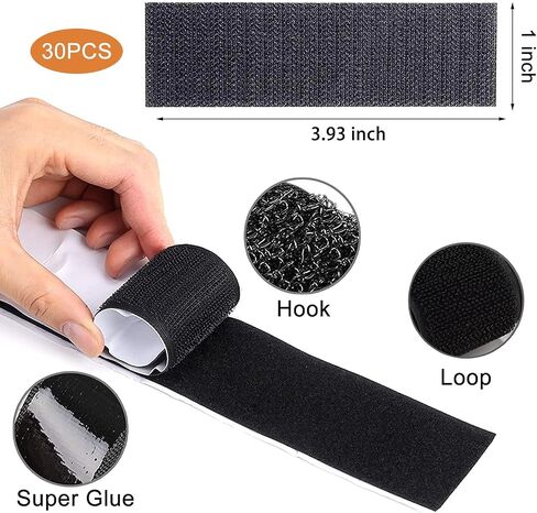 Heavy Duty Hook Loop Strips with Adhesive, 30 Pairs Strips with Double Sided Adhesive, Interlocking Tape Mounting Tape for Office Home (1 x 3.9 Inch ） in Saudi Arabia
