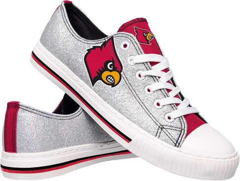 FOCO Louisville Cardinals NCAA Womens Glitter Low Top Canvas Shoes - 6 in Saudi Arabia