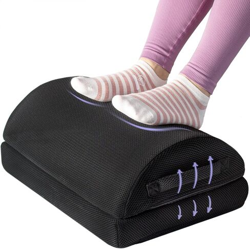 مساند للقدمين من Ximoon تحت المكتب في العمل، وسادة مقعد للقدم قابلة للتعديل مع مقبض سفلي غير قابل للانزلاق، مسند قدم مريح تحت المكتب للمنزل والمكتب والألعاب لتخفيف آلام أسفل الظهر والركبة in Kuwait